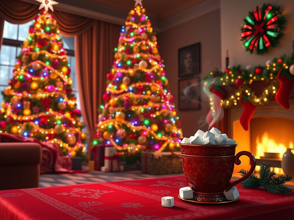 Winter Wonderland Christmas Scene in Vibrant Colors