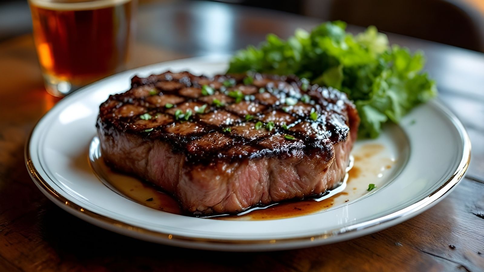 Delicious Medium-Rare Steak at Texas Restaurant