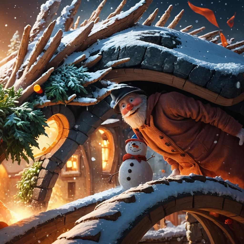Snowbro and Snowman Snowball Fight: Digital Painting