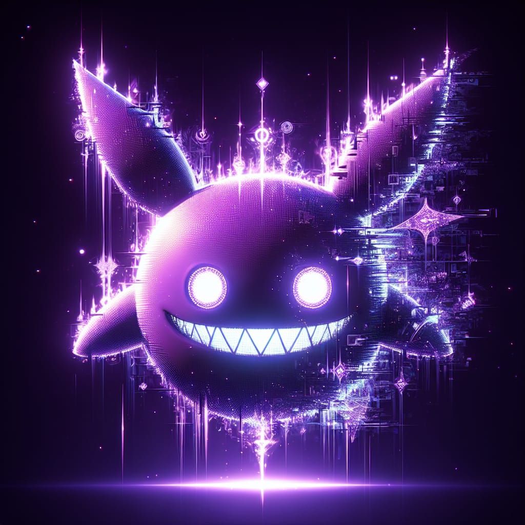 Futuristic Gengar with Digital Aura