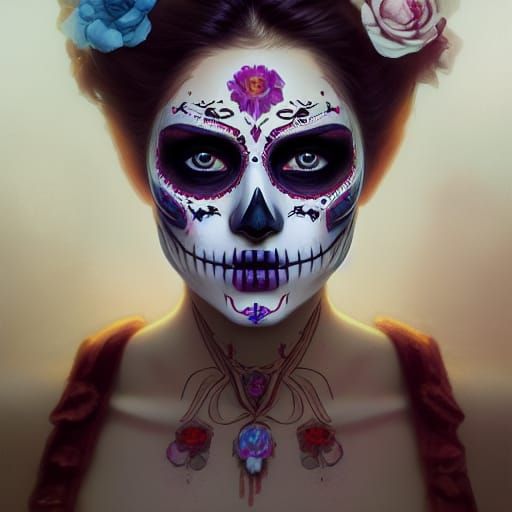 Day of the Dead Portrait in Art Nouveau Style