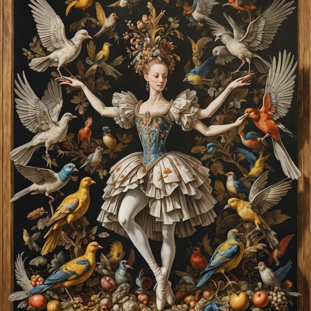 Baroque Bird Ballerina in Mannerist Style