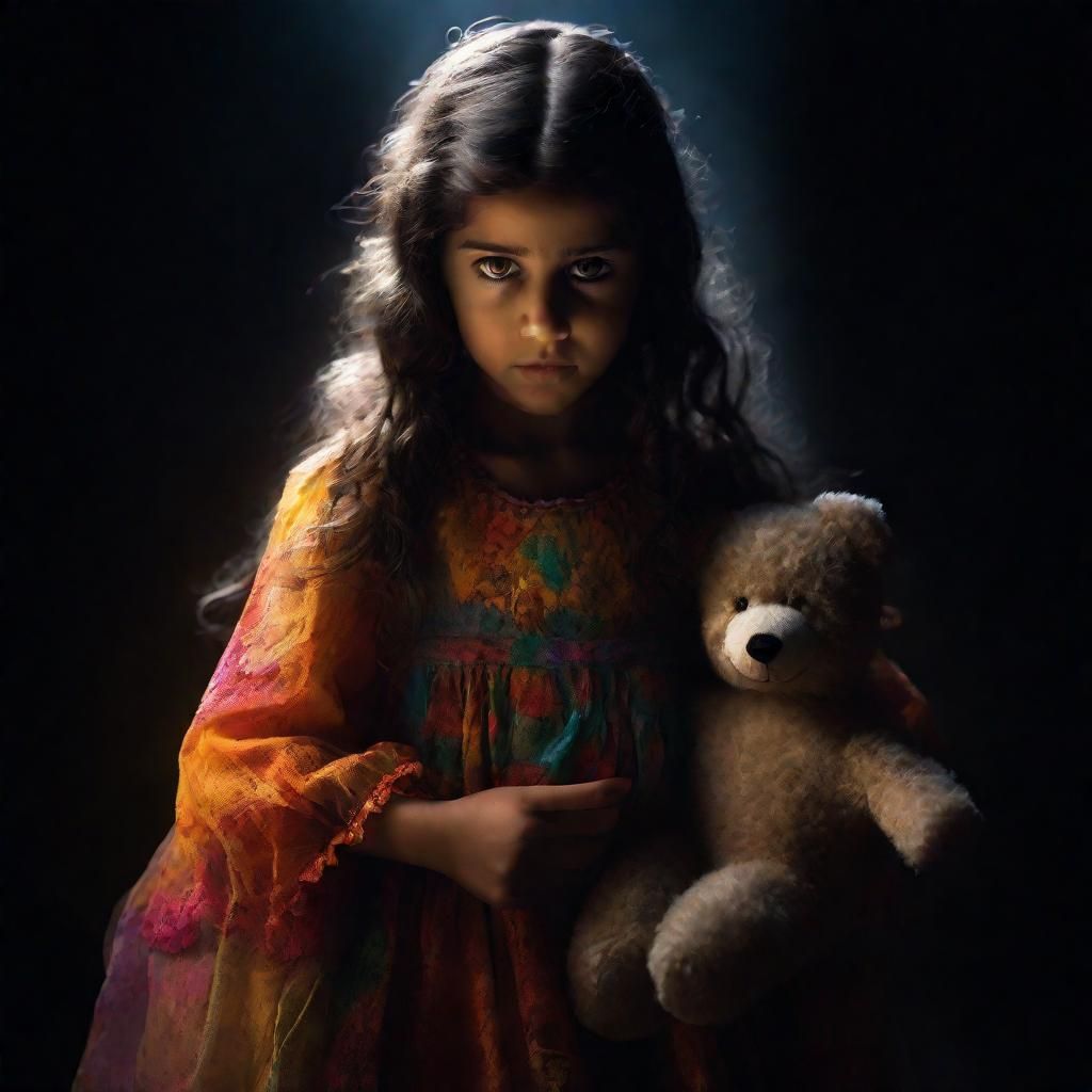 Terrified Girl and Ghost in Dark Fantasy Art