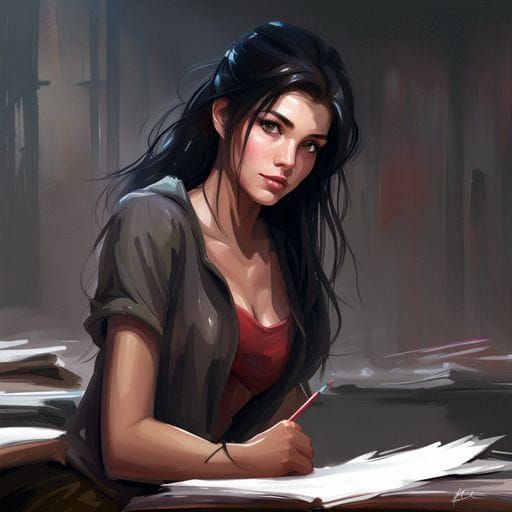 Attractive Dark-Haired Student with Glasses, in Figurative S...