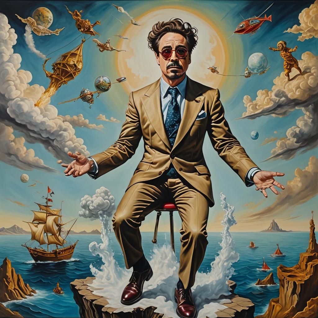 Surreal Portrait of Robert Downey Jr. in Dali Style