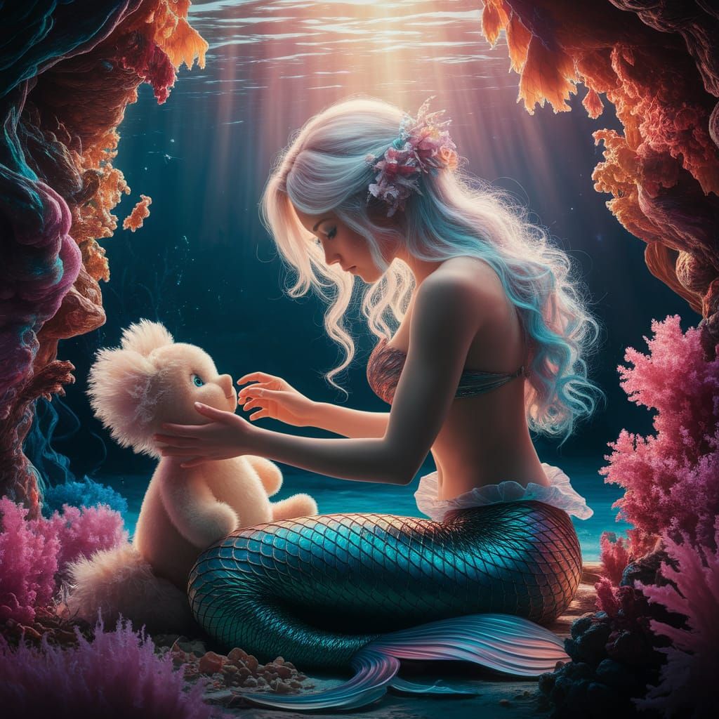 Mermaid Playing With Toys: Matte Painting