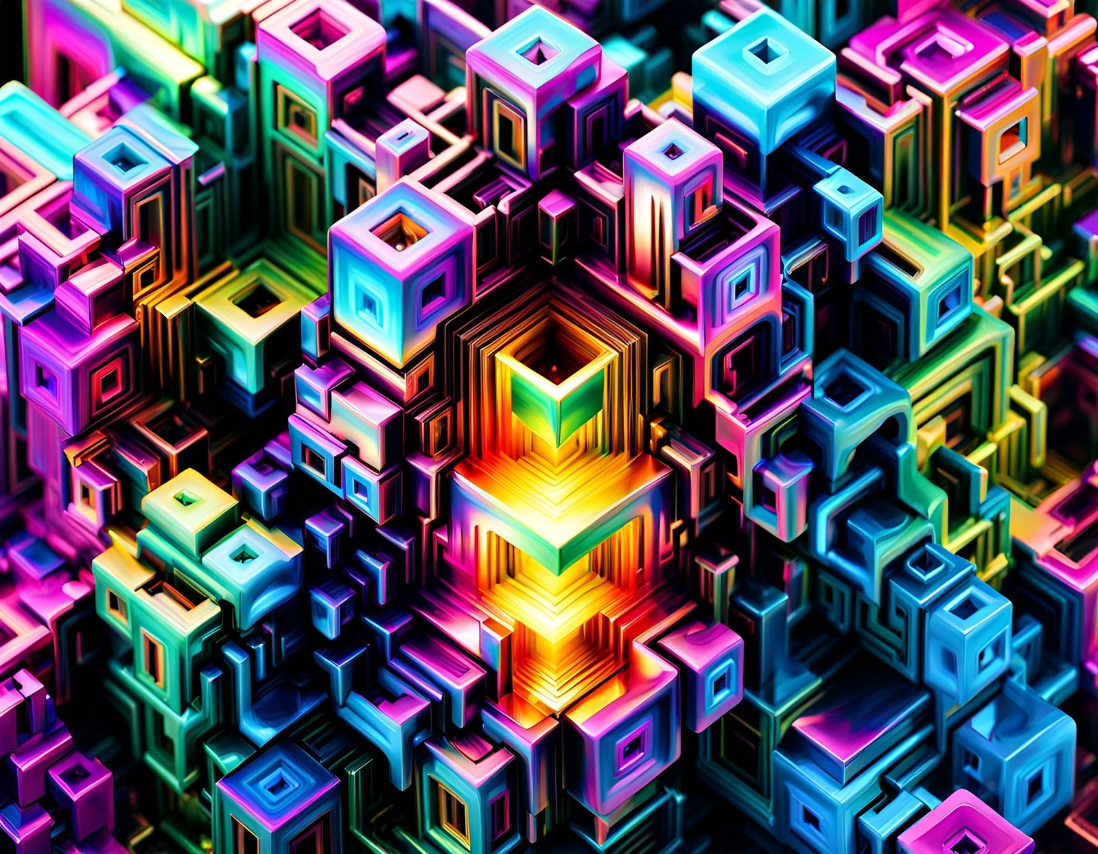 Intricate Bismuth Crystal Graffiti Spray-Paint Art