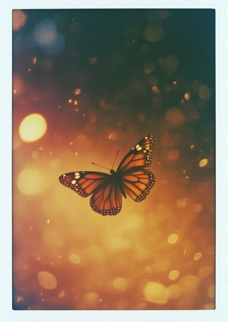 Experimental Polaroid of Butterfly Effect in Dark Aesthetic