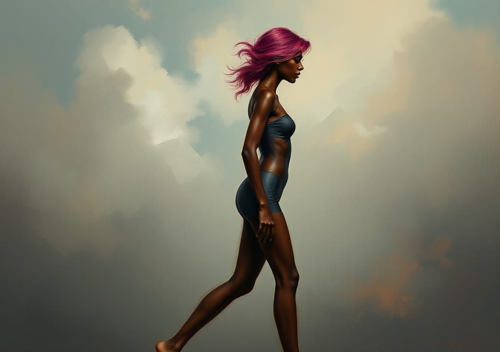 Dreamscape Portrait of Woman with Magenta Hair