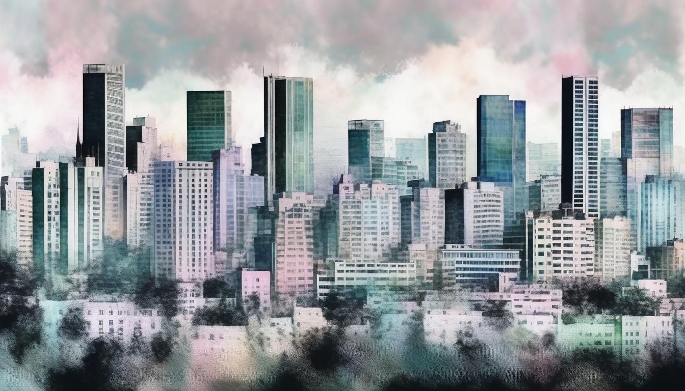 Pastel Skyline Watermark in Watercolor Style