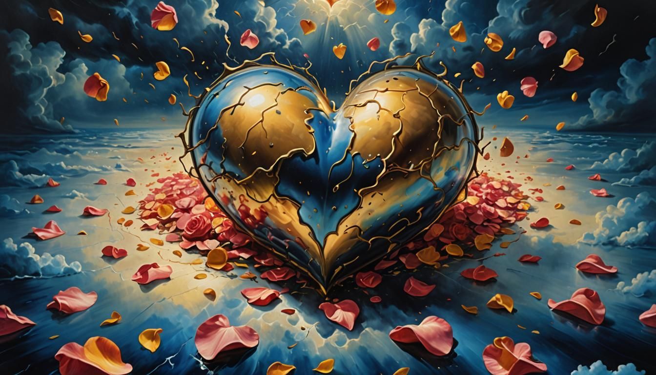 Surreal Heart in Stormy Light: A Salvador Dali-esque Vision