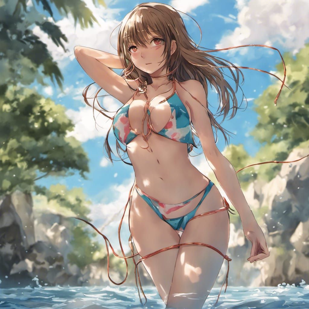 Anime Girl in String Bikini: Manga Art