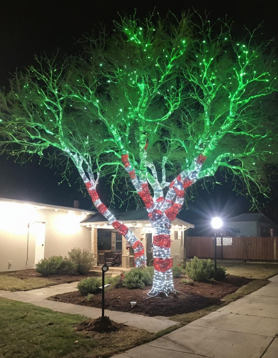 Whimsical Tree Aglow with Christmas Lights