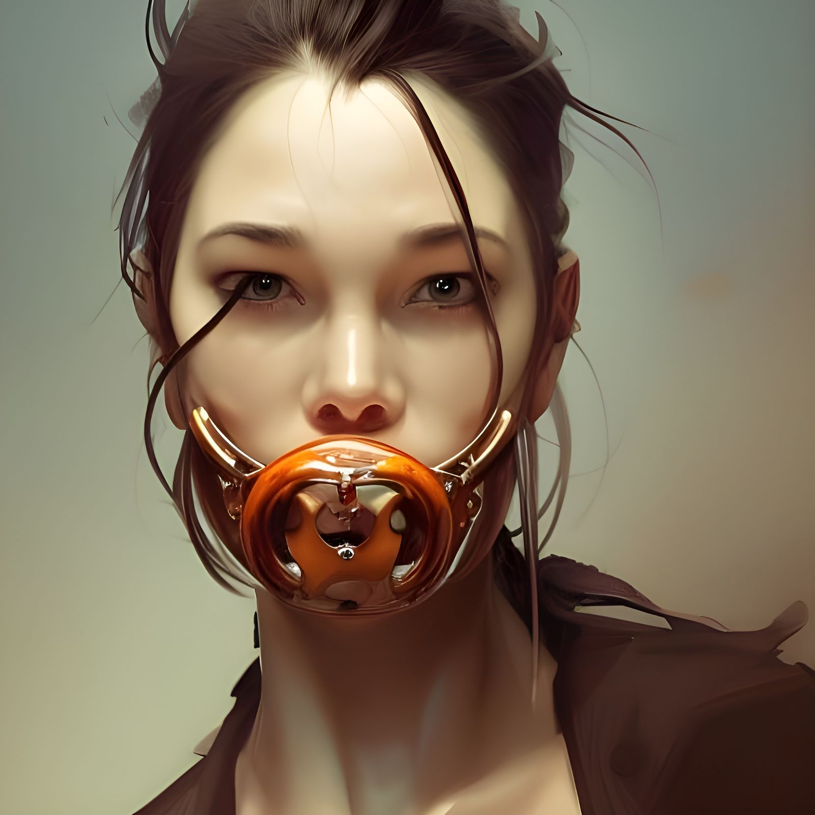 Portrait with Ballgag in Hyperdetailed Style