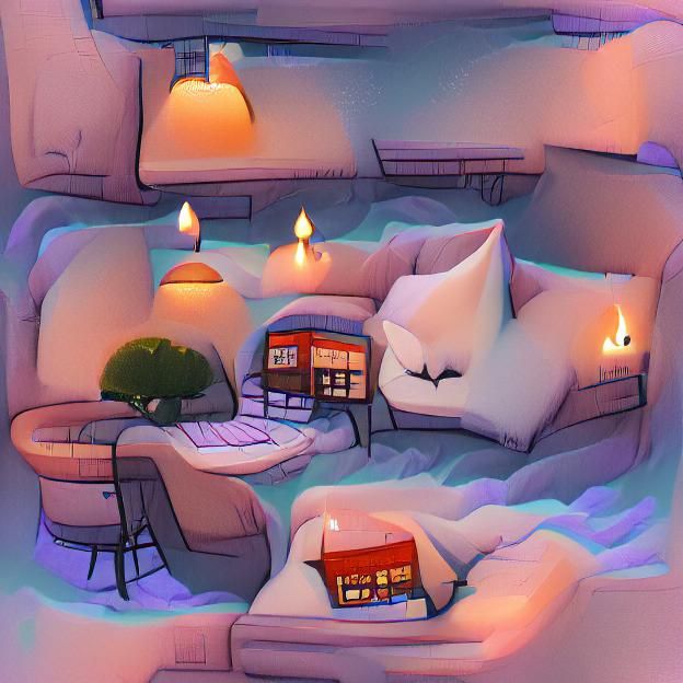 Inviting Living Room with Fireplace and Soft Lighting