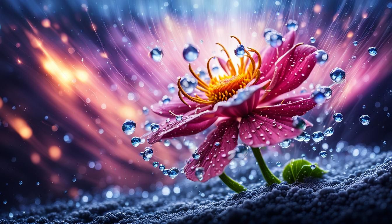 Magical Flowers with Liquid Structures and Lightning