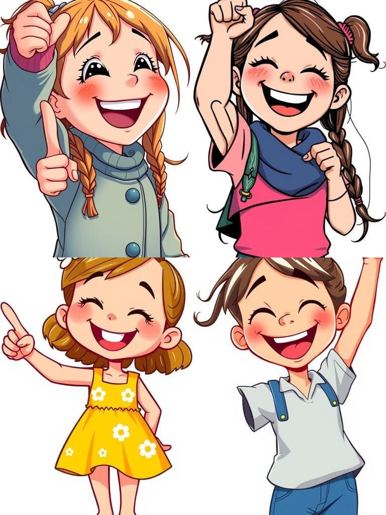 Cartoon Girl Smiling Down