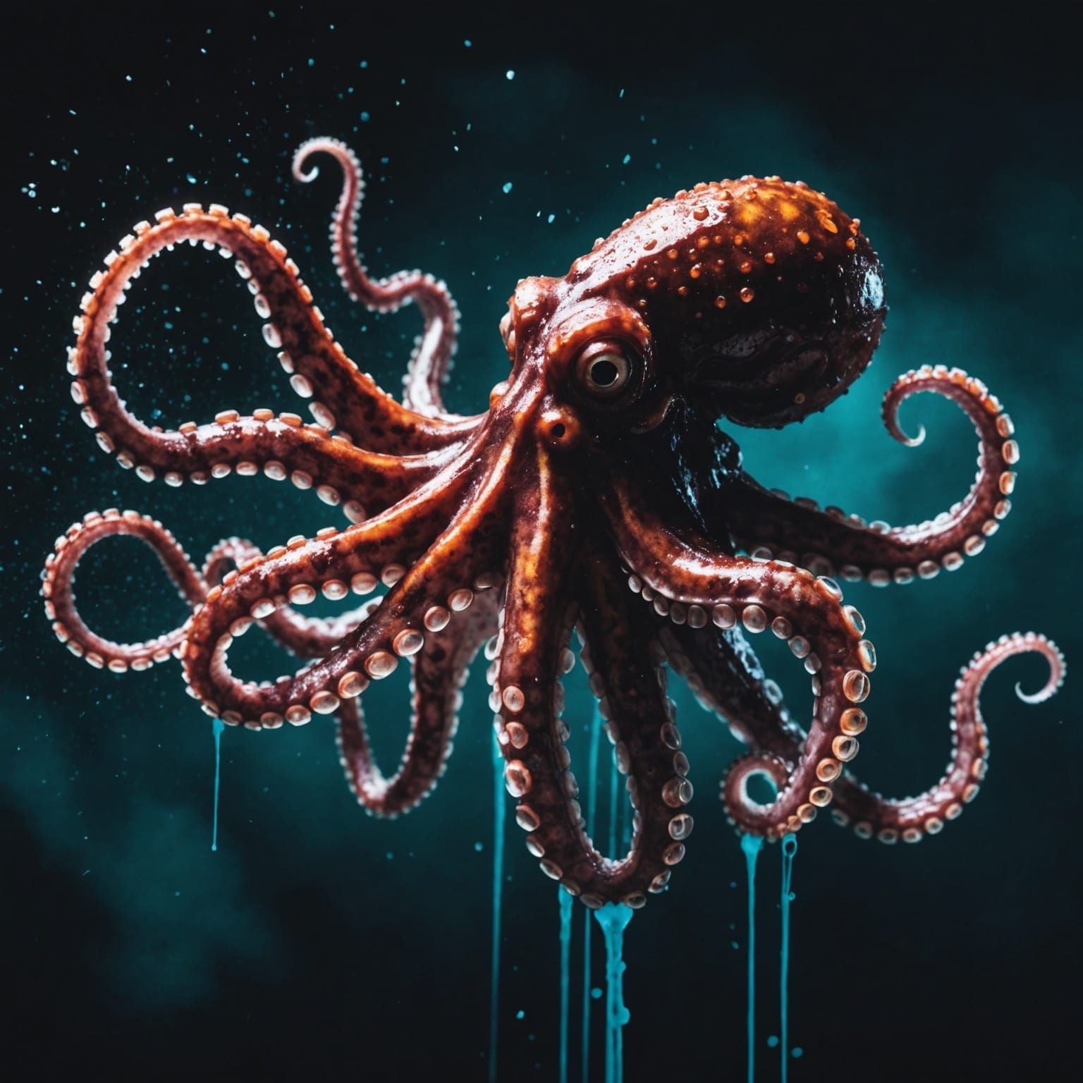 Octopus Ink Splatter in Oriental Style