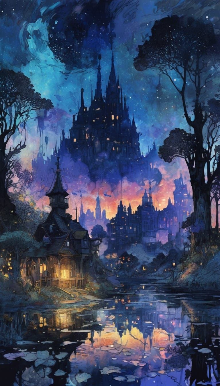 Whimsical Double Exposure of a Dragon and a Rogue in a Vibra...