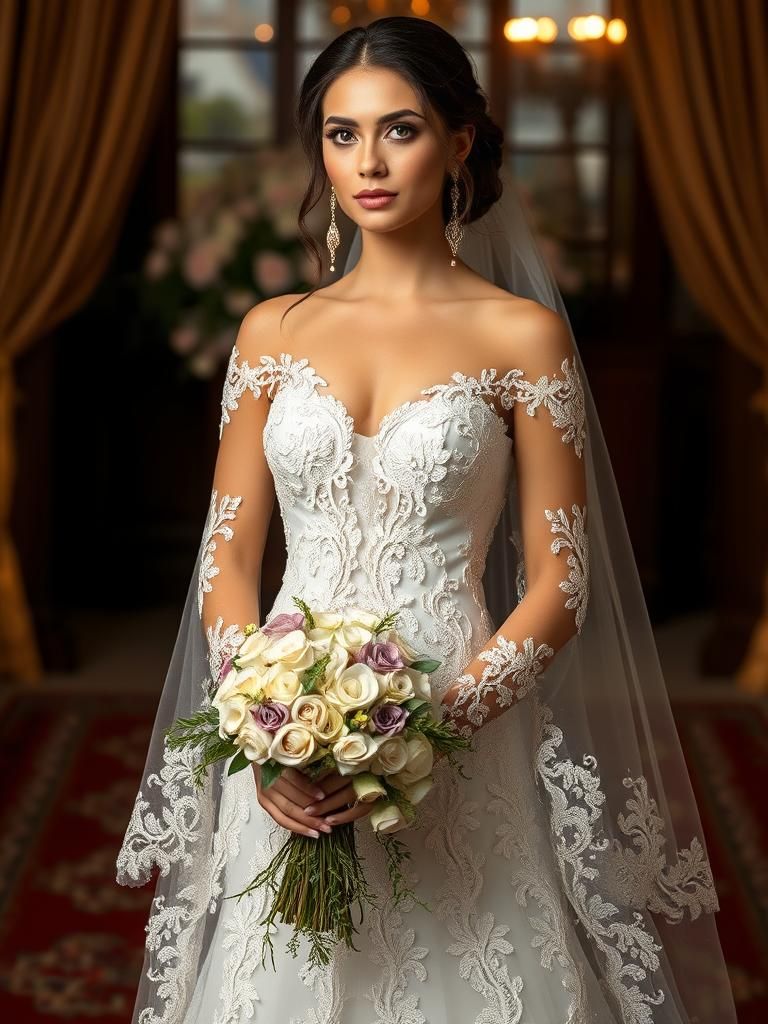 Elegant Woman in Wedding Dress Portrait