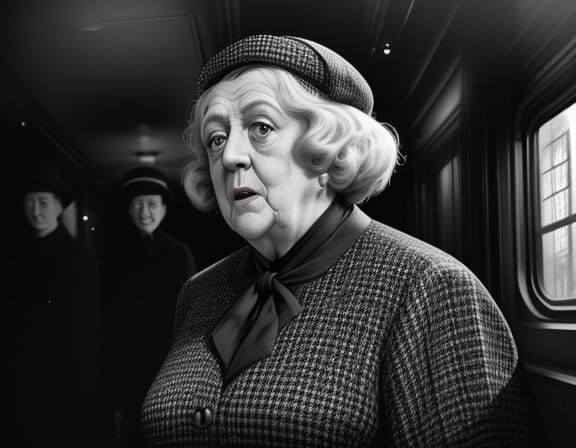 Elegant Miss Marple in Moody 1960s Black and White Film Styl...