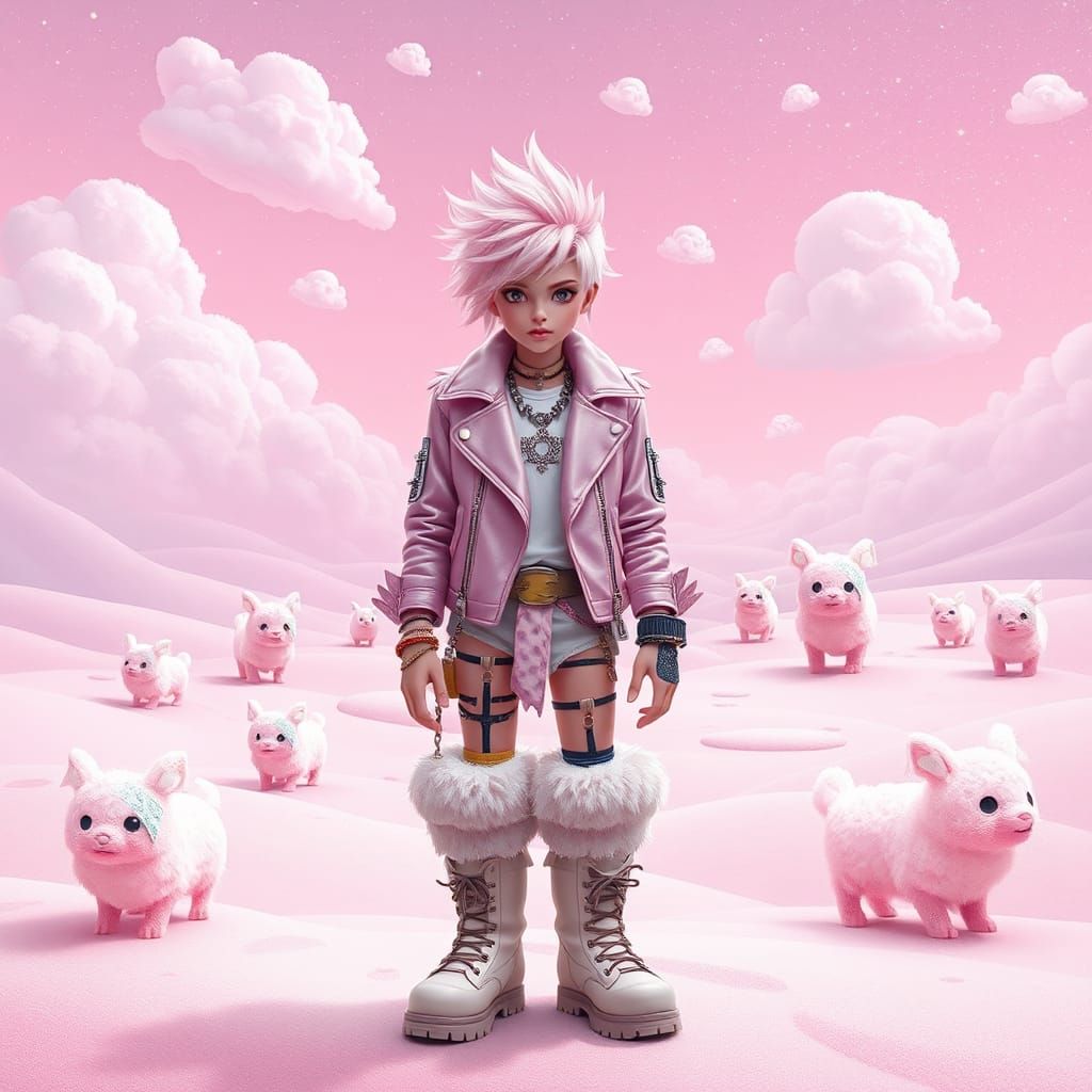 Pastel Punk in Marshmallow Dreamscape: Fantasy Concept Art