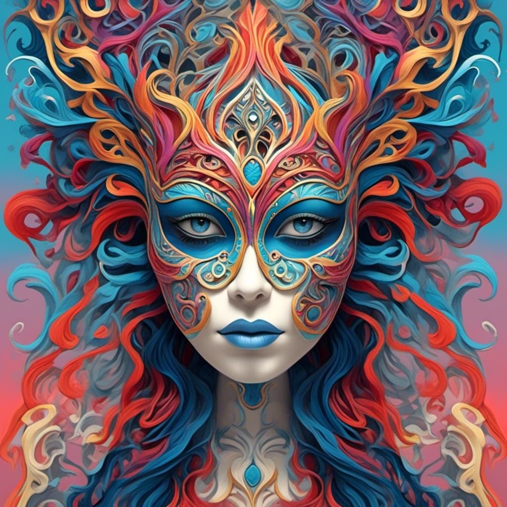 Intricate Thread Mask in Detailed 3D Fantasy Art