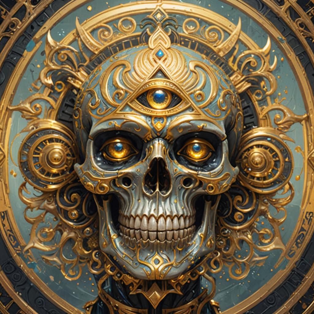 Mystic Skull Portrait with Third Eye, 8K Resolution