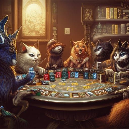 Anthropomorphic Pets Playing Cards: Comic Book Art