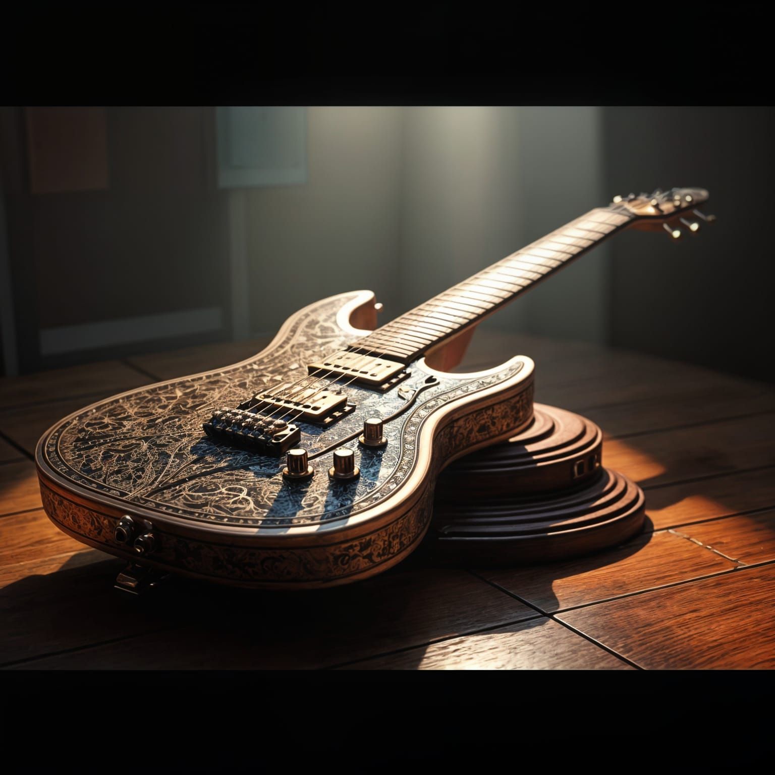 Anime Style 3D Guitar Concept Art