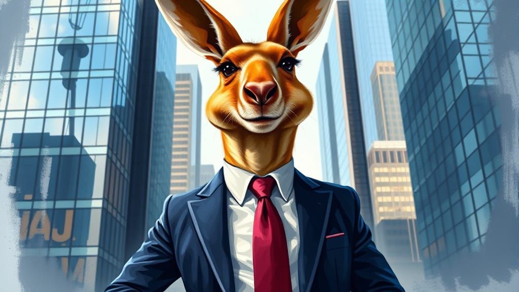 Confident Business Kangaroo in Modern Office Setting