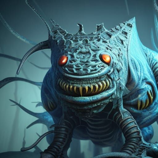 Lovecraftian Shoggoth in 3D Game Cinematic Style