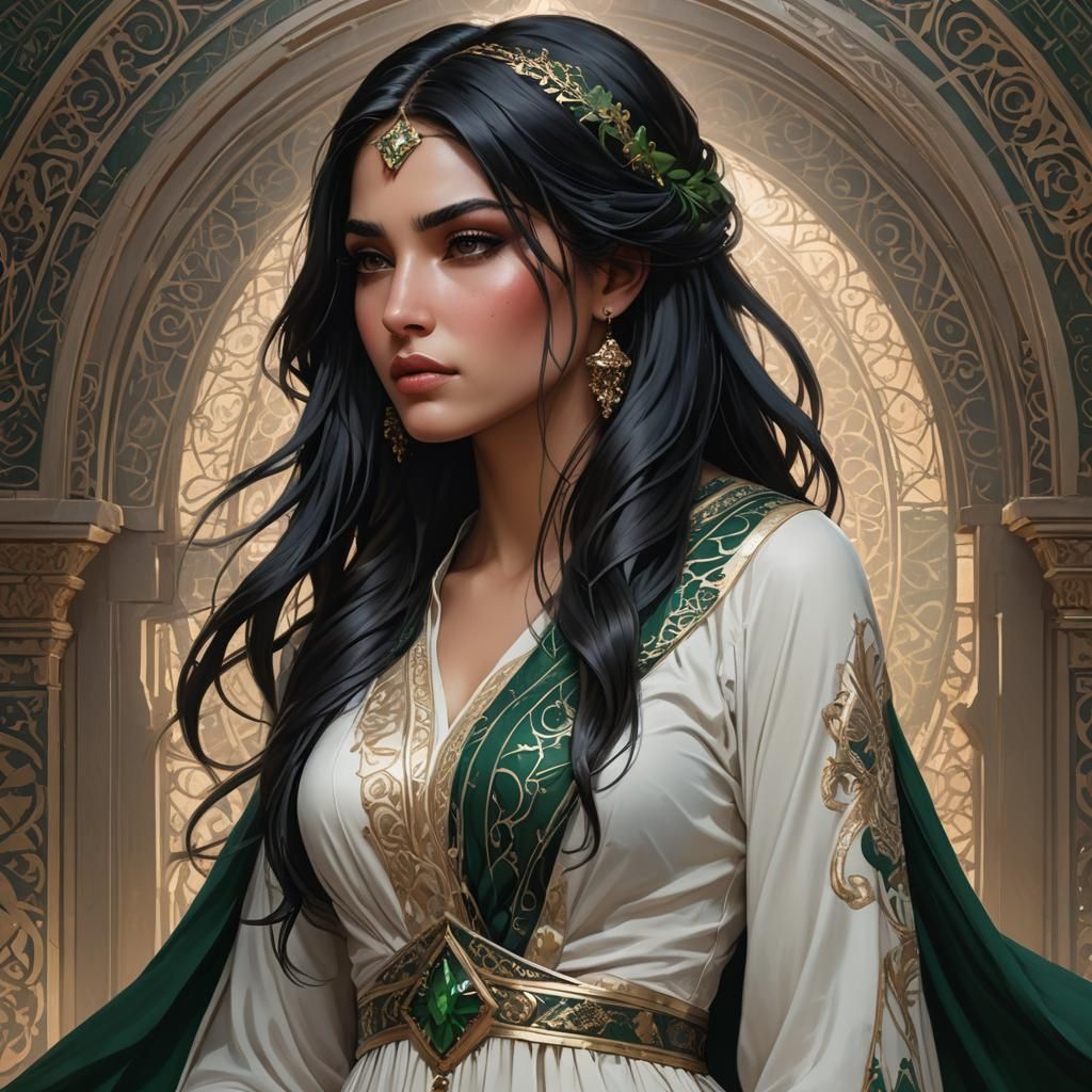 Arab Girl Portrait in Hyperdetailed Digital Art Style