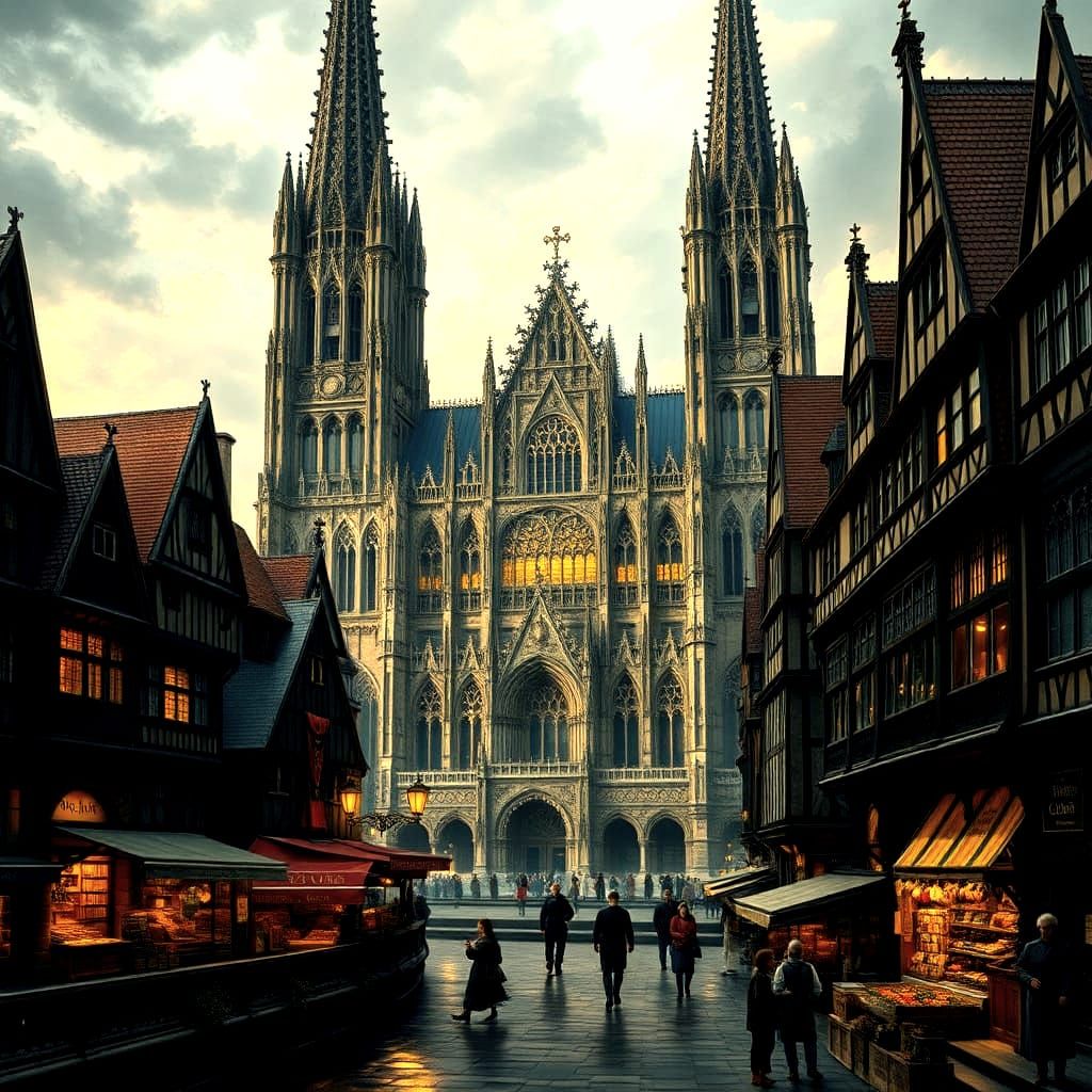 Medieval Cologne Cathedral on the Rhine