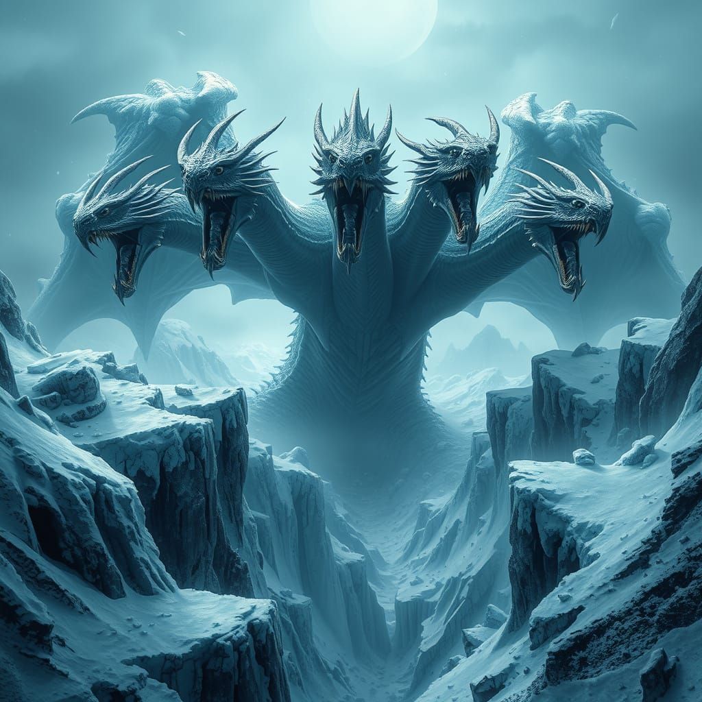 Seven-Headed Dragon Emerges from Frozen Abyss