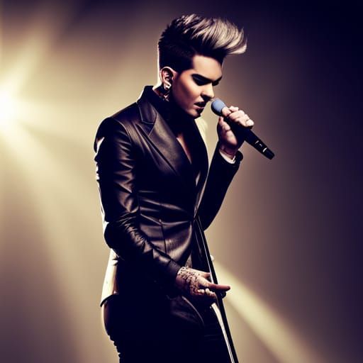 Adam Lambert Singing with Eyes Closed: Hyperrealistic Detail