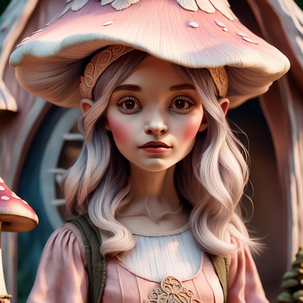 Imagine a female gnome with a petite and sturdy build, stand...