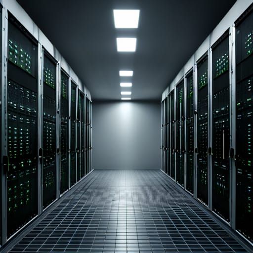 Grayscale Matrix Style Server Room Concept Art