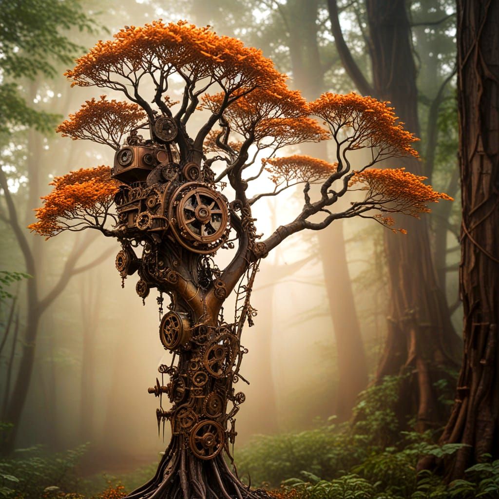 Whimsical Steampunk Mechanical Shrub