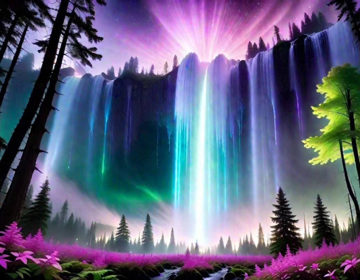 Magical Forest at Twilight: Ethereal Digital Matte Painting