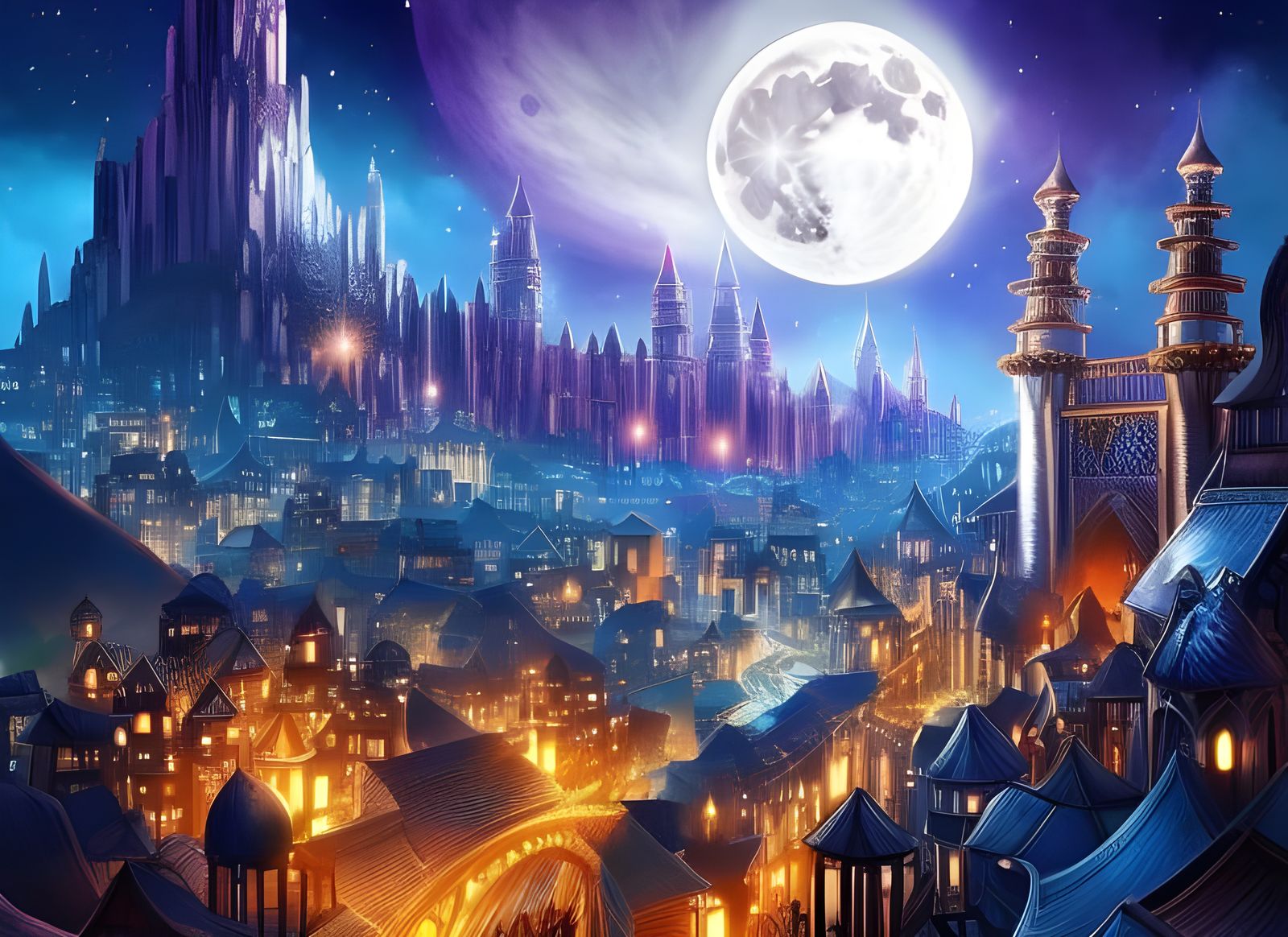 Magic Clock Town Under Jeweled Moon