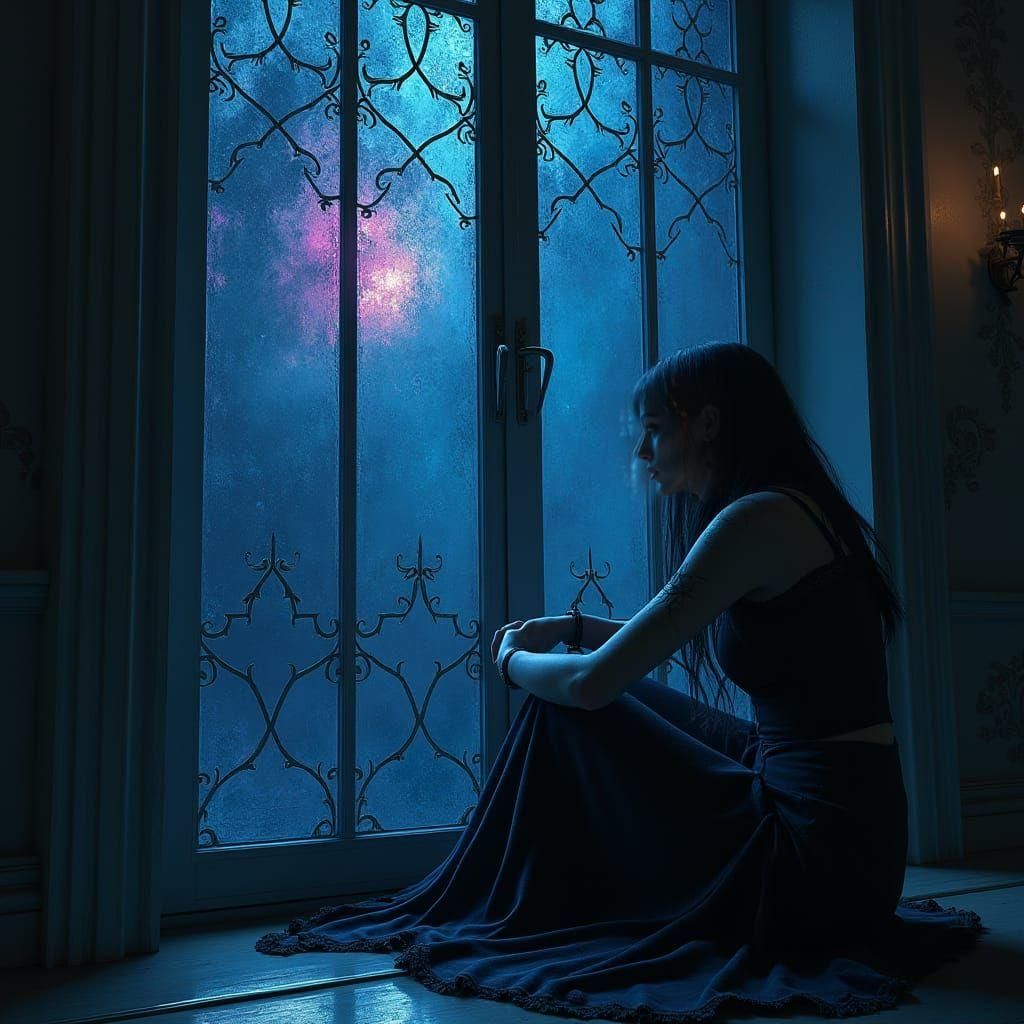 Scary Woman by Window: Detailed Matte Painting