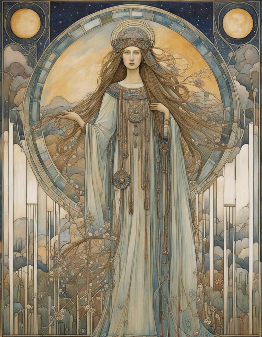 Goddess in Art Nouveau Style