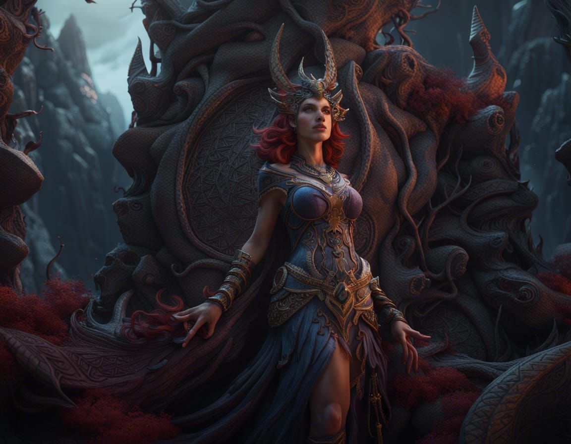 Detailed Matte Painting of Lilith in Unreal Engine