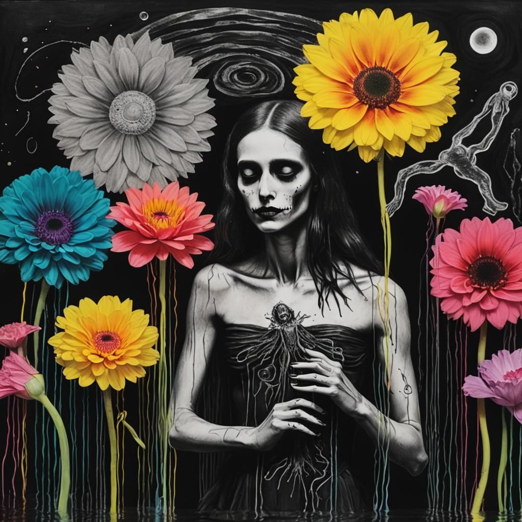 Kids Crayon drawing of the underworld  ,surreal (child's dra...