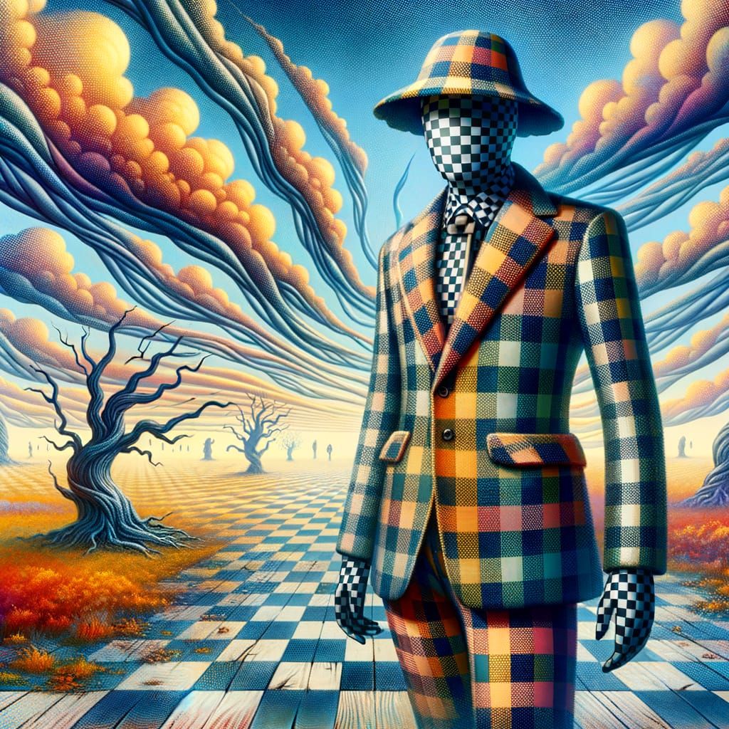 Gingham Dreamscape in Futuristic Style