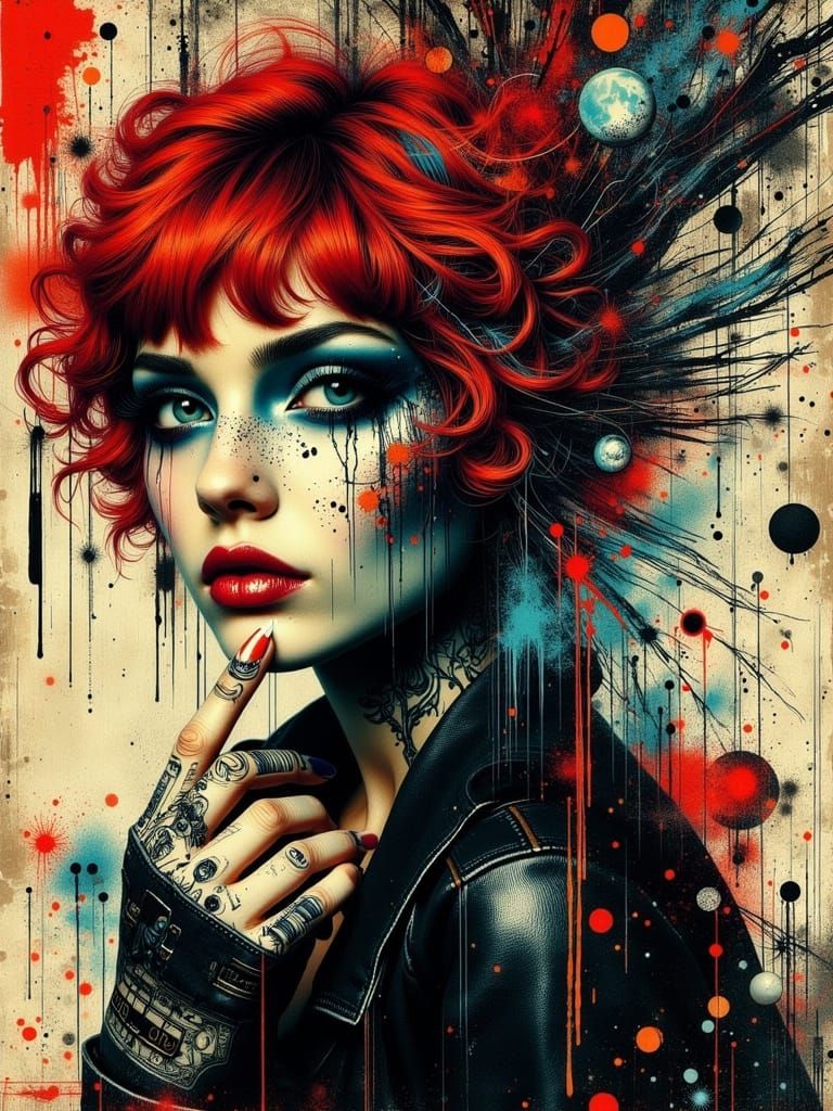 Gothic Surreal Portrait in Mixed Media Style