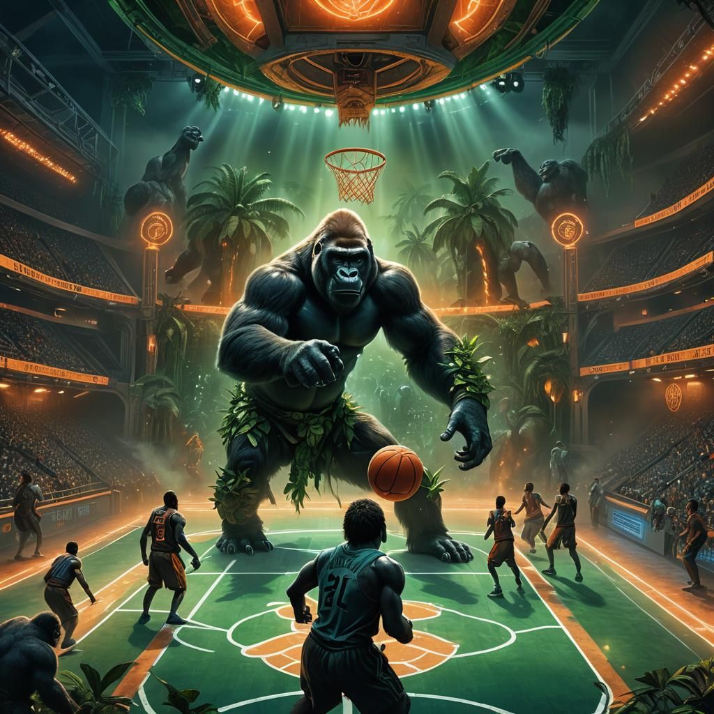 Gorilla Fadeaway Shot in Fantasy Basketball Arena