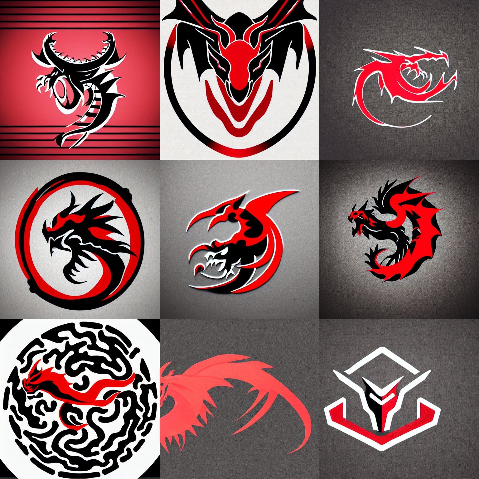 Minimalist Black and Red Dragon Head Logo