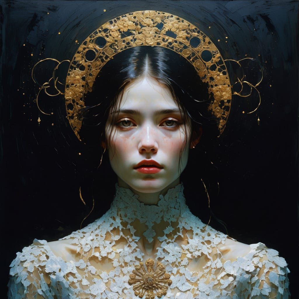 Minimalist Golden Halo Portrait in Bodyscape